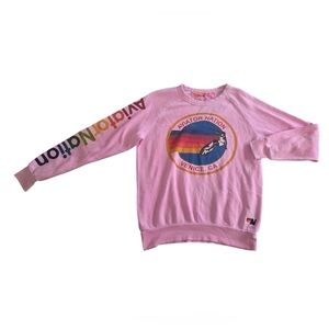 Aviator Nation Pink Sweatshirt with Rainbow Logo Size S Oversized